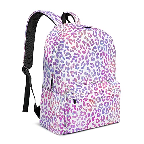 Leopard Classic Girls School Backpack, Lightweight Basic Big Kids Bookbags 17 Inch for Middle School Elementary, Stylish Casual Youth Daypack with 15-Inch Laptop Sleeve for Student Travel Outdoor, 24L