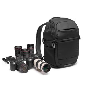 manfrotto advanced fast iii professional camera backpack for reflex/mirrorless with lenses and laptop, with interchangeable padded dividers, side access, tripod mount