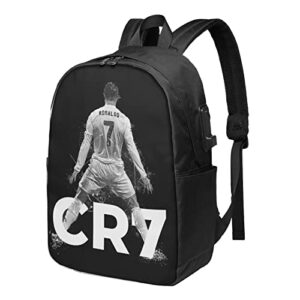 luja dling ronaldo #7 cr7 adult backpacks bag laptop bag bookbag usb backpack 17 inch for daily