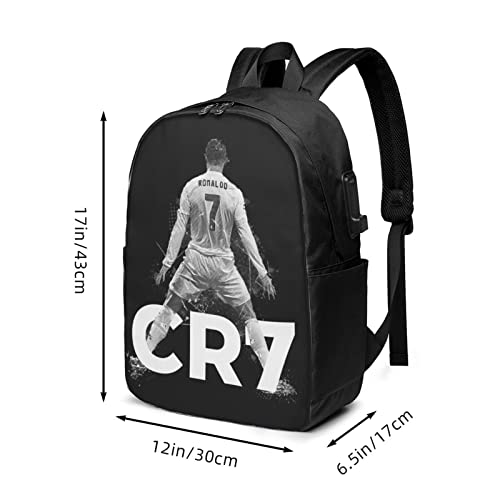 Luja Dling Ronaldo #7 Cr7 Adult Backpacks Bag Laptop Bag Bookbag Usb Backpack 17 Inch For Daily