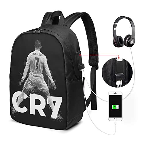 Luja Dling Ronaldo #7 Cr7 Adult Backpacks Bag Laptop Bag Bookbag Usb Backpack 17 Inch For Daily