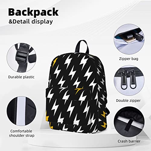QICENIT Lightning Bolt Laptop Backpack for Women Men Large Capacity Durable Lightweight Casual Bag fit 15.6”Notebook for Camping Work Daypack Travel Business Hiking