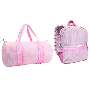 kids travel overnight bag seersucker weekender duffel bag toddler backpack pink mini preschool for boys and girls
