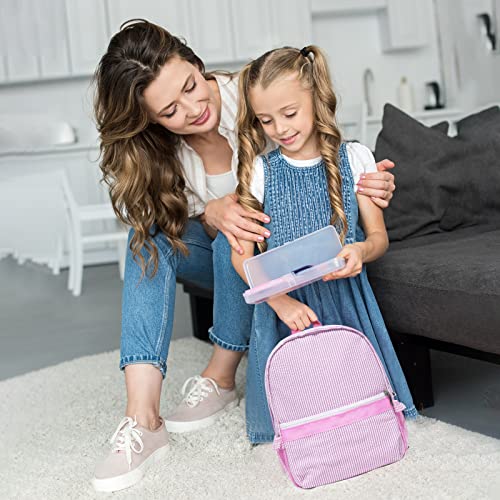 Kids Travel Overnight Bag Seersucker Weekender Duffel Bag Toddler Backpack Pink Mini Preschool for Boys and Girls