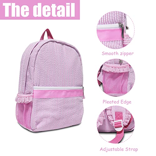 Kids Travel Overnight Bag Seersucker Weekender Duffel Bag Toddler Backpack Pink Mini Preschool for Boys and Girls