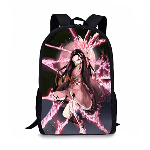 Qtubzad Unisex Anime 3Pcs Backpack Set,Fashion Design17 Backpack with 3D Print Lunch Bag Pencil Case for Boys/Girls