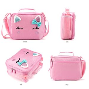 AO ALI VICTORY Girls Backpack with Lunch Box Set Kawaii School Bag Large Elementary Kindergarten Bookbags