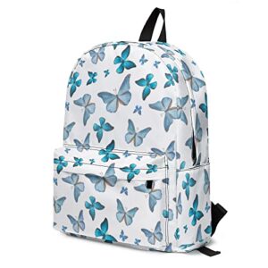 gtonpum classic butterfly girls school backpack, lightweight basic middle school bookbags 17 inch casual daypack for big kids student college, travel or outdoor with 15-inch laptop compartment, white