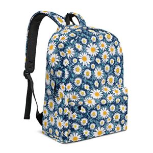 gsobvpe backpack for boys & girls, lightweight 17 inch bookbag with bottle side pockets for picnic, camping (bp-blue daisy)