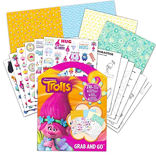 Trolls Backpack and Lunch Bag Set - 16” Trolls Poppy Backpack Bundle with Water Pouch, Stickers | Trolls Backpack for Girls