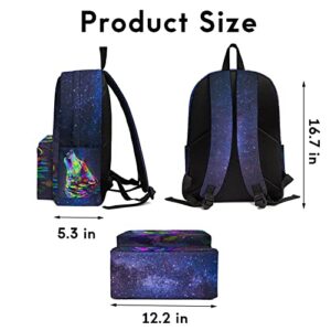 Roftidzo Large Capacity Wolf Backpack Bookbag for Boys Girls Teens, Lightweight Laptop Backpack Travel Rucksack Casual Daypack