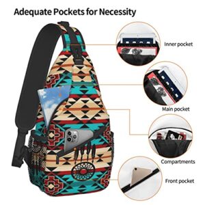 ASYG Cute Native American Sling Bag Crossbody Chest Daypack Casual Backpack American Indian Shoulder Bags for Women Men