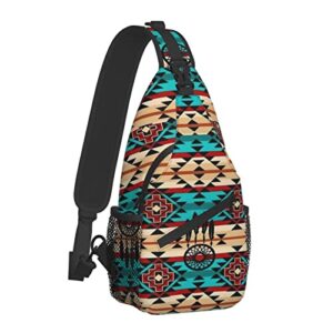 ASYG Cute Native American Sling Bag Crossbody Chest Daypack Casual Backpack American Indian Shoulder Bags for Women Men