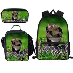 allcute snake backpack set for girls kids gifts books bag 17 inches with lunch bag and pencil case