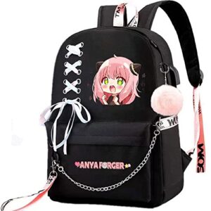 cosabz anime anya forger backpack cosplay kawaii backpack schoolbag with ribbon for girls 1 (5)