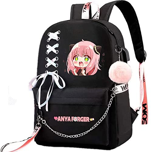 COSABZ Anime Anya Forger Backpack Cosplay Kawaii Backpack Schoolbag With Ribbon For Girls 1 (5)