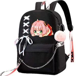 cosabz anime anya forger backpack cosplay kawaii backpack schoolbag with ribbon for girls 2 (3)