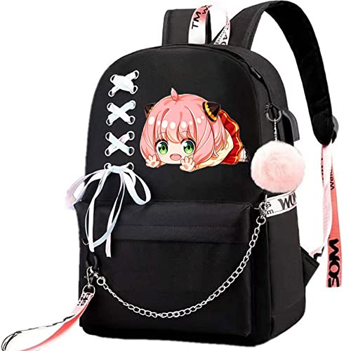 COSABZ Anime Anya Forger Backpack Cosplay Kawaii Backpack Schoolbag With Ribbon For Girls 2 (3)