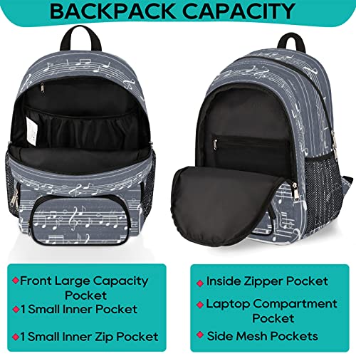 Backpacks for Boys Girls Retro Music Note School Backpacks for Traveling Laptop Backpacks Teens Bookbag College Backpack with Laptop Compartment Casual Daypack