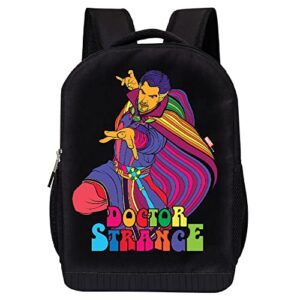 marvel doctor strange backpack- in the multiverse of madness retro 16 inch black knapsack with mesh padding (doctor strange retro)