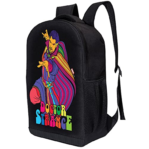 Marvel Doctor Strange Backpack- In the Multiverse of Madness Retro 16 Inch Black Knapsack with Mesh Padding (Doctor Strange Retro)