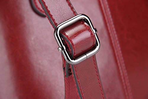 HESHE Leather Backpack Designer Purse for Women Fashion Ladies Travel College Shoulder Bag (Wine-J039)