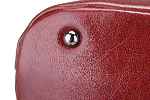 HESHE Leather Backpack Designer Purse for Women Fashion Ladies Travel College Shoulder Bag (Wine-J039)