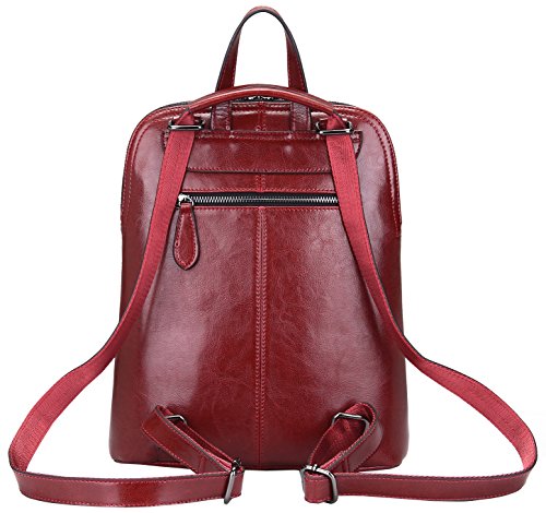 HESHE Leather Backpack Designer Purse for Women Fashion Ladies Travel College Shoulder Bag (Wine-J039)