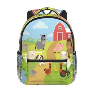 kiuloam farm animals kids backpacks for toddler boys and girls preschool backpack with chest strap 12 inch