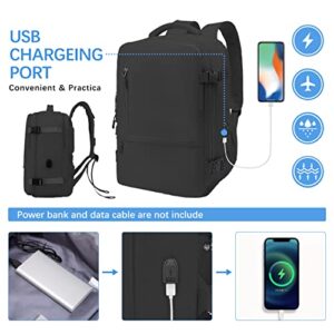 Travel Backpack for Women Men, Airline Approved Carry On Luggage Backpacks for Travel, Waterproof Laptop Backpack Casual Daypack Hiking Backpack with USB Charging Port Shoe Compartment