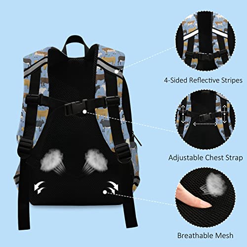 Fisyme Cows Farm Animal Backpack Schoolbag Kids Daypack Toddler Travel School Bag Small Mini Backpacks for Kindergarten Preschool Nursery Children Boys Girls with Chest Strap