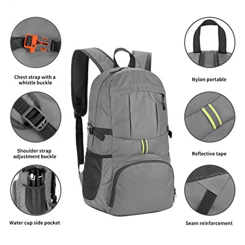 ZOORON 2 Packs 30L Hiking Daypack,Water Resistant Lightweight Packable Foldable Backpack for Travel Camping Outdoor