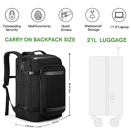 VGOAL Carry on Backpack,Flight Approved 35L Expandable Travel Backpacks Weekender Overnight Luggage Bag Daypack Business Extra Large Backpack Fits up to 17.3" Laptop for Men & Women