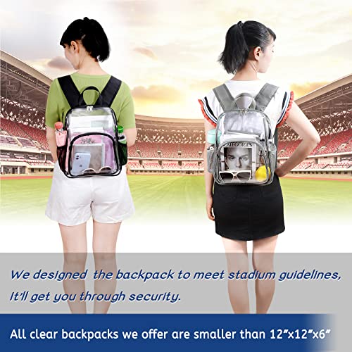 Mildbeer Heavy Duty Small Clear Backpack Stadium Approved, See Through Backpack for Concerts Festivals Work Travel (Grey)