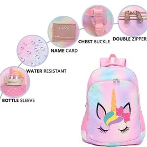 BIBDOO Kids Backpack for Girls with Insulated Lunch Box Toddler School Bag Set (Unicorn)