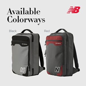 New Balance Laptop Backpack, Legacy Commuter Travel Bag for Men and Women, Black and Red, One Size