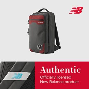 New Balance Laptop Backpack, Legacy Commuter Travel Bag for Men and Women, Black and Red, One Size