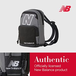 New Balance Mini Backpack, Legacy Micro Travel Bag For Men and Women, Black and Grey, One Size