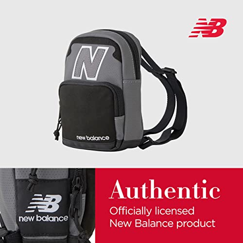 New Balance Mini Backpack, Legacy Micro Travel Bag For Men and Women, Black and Grey, One Size