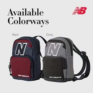 New Balance Mini Backpack, Legacy Micro Travel Bag For Men and Women, Black and Grey, One Size