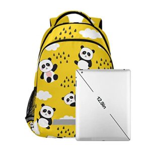 Acpiggto Backpack Laptop Rucksack Panda Yellow Black Cloud Sky Rain Drops Cute Animal Daypack Shoulder Bag for Travel Hiking Sports Gym Casual Camping,Color326,Large Size