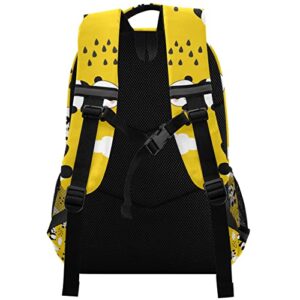 Acpiggto Backpack Laptop Rucksack Panda Yellow Black Cloud Sky Rain Drops Cute Animal Daypack Shoulder Bag for Travel Hiking Sports Gym Casual Camping,Color326,Large Size