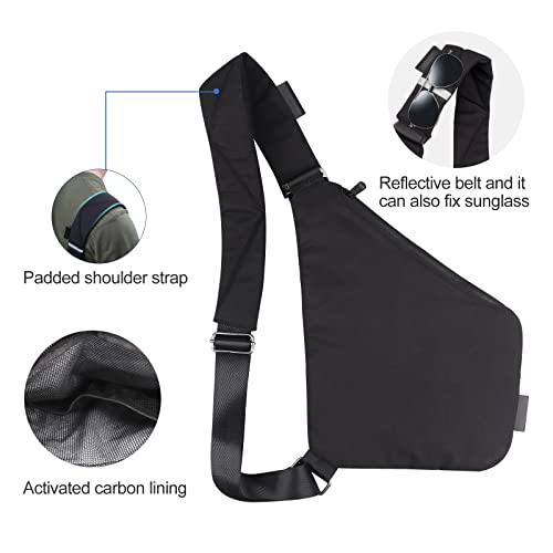 KOSMCCO Travel Sling Bag, Fashion Scent-Proof Chest Bag for Outdoor, Right Hand/Black