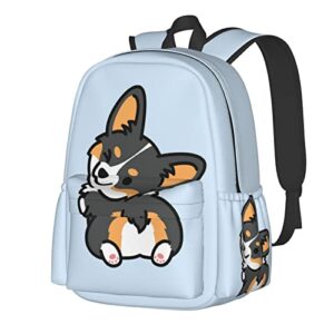 fehuew 17 inch backpack cute corgi tricolor dog laptop backpack school bookbag shoulder bag casual daypack
