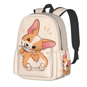 fehuew 17 inch backpack cartoon cute corgi dog butt laptop backpack school bookbag shoulder bag casual daypack