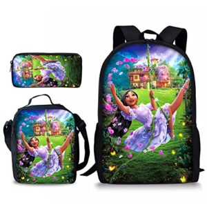 farisod encanto backpacks for girls school backpack with lunch box set school bags student bookbag backpacks for girls teens 3pcs