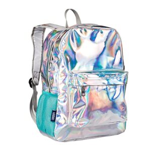 wildkin 16-inch kids backpack for boys & girls, perfect for elementary school backpack, features padded back & adjustable strap, ideal size for school & travel backpacks (holographic)