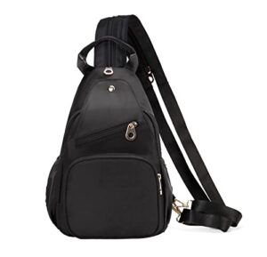 evancary small sling bag for women - sling backpack women, multi-functional crossbody sling bags for travel sports running black