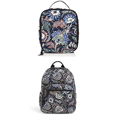 Vera Bradley Women's Cotton Bunch Lunch Bag, Java Navy Camo - Recycled Cotton, One Size US withVera Bradley Campus Backpack, Java Navy Camo-Recycled Cotton,One Size,28453-11940