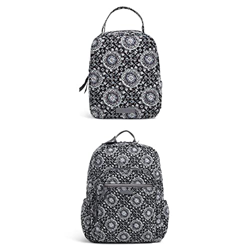 Vera Bradley Women's Signature Cotton Lunch Bunch Lunch Bag, Charcoal Medallion, One Size withVera Bradley Women's Signature Cotton Campus Backpack, Charcoal Medallion, One Size